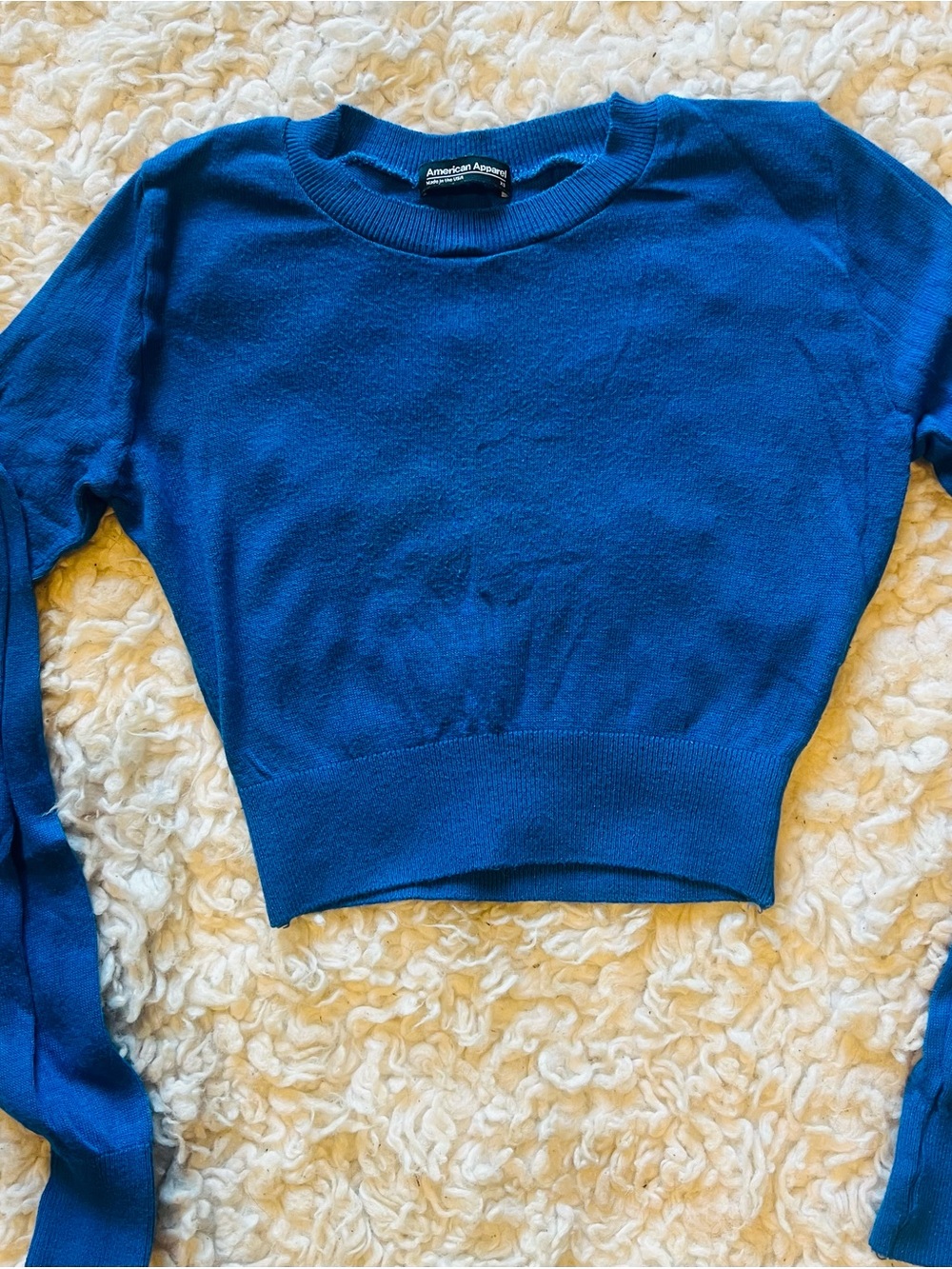 American Apparel Bright Blue Ribbed Knit Top